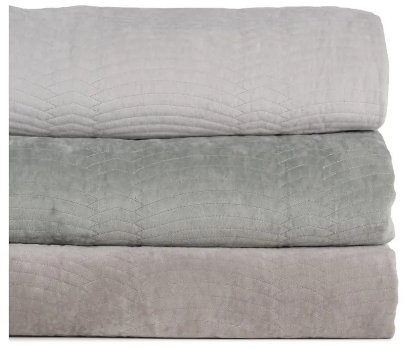 Copriletto grigio in velluto con rivestimento trapuntato 180x260 cm – Ixia