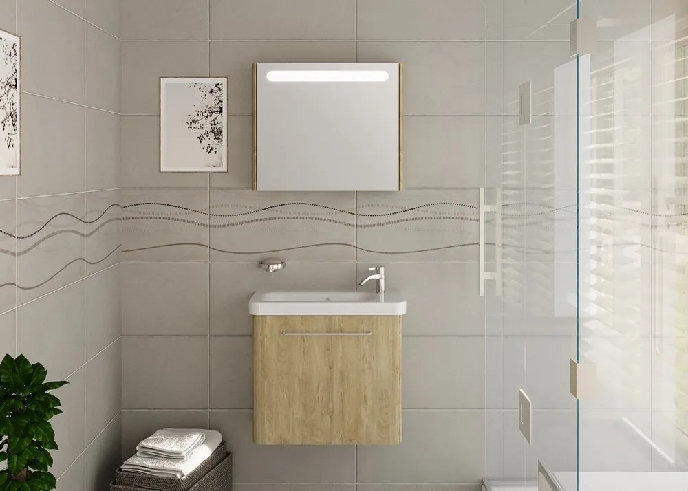 Mobiletto bagno 60 cm profondità ridotta colore rovere | LAC-IRIS-60-R - KAMALU
