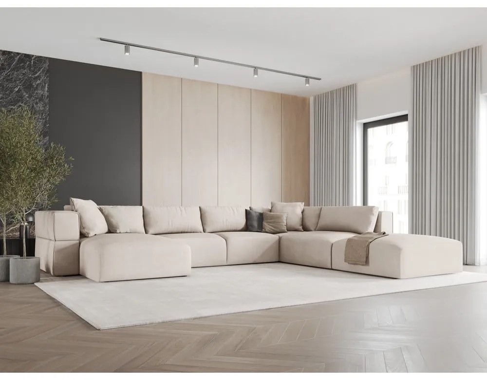 Divano angolare a U beige, angolo destro Esther - Milo Casa
