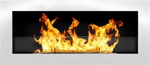 Camino a bioetanolo da parete o incasso Livorno Bianco L 90 x P 12 x H 40 con vetro