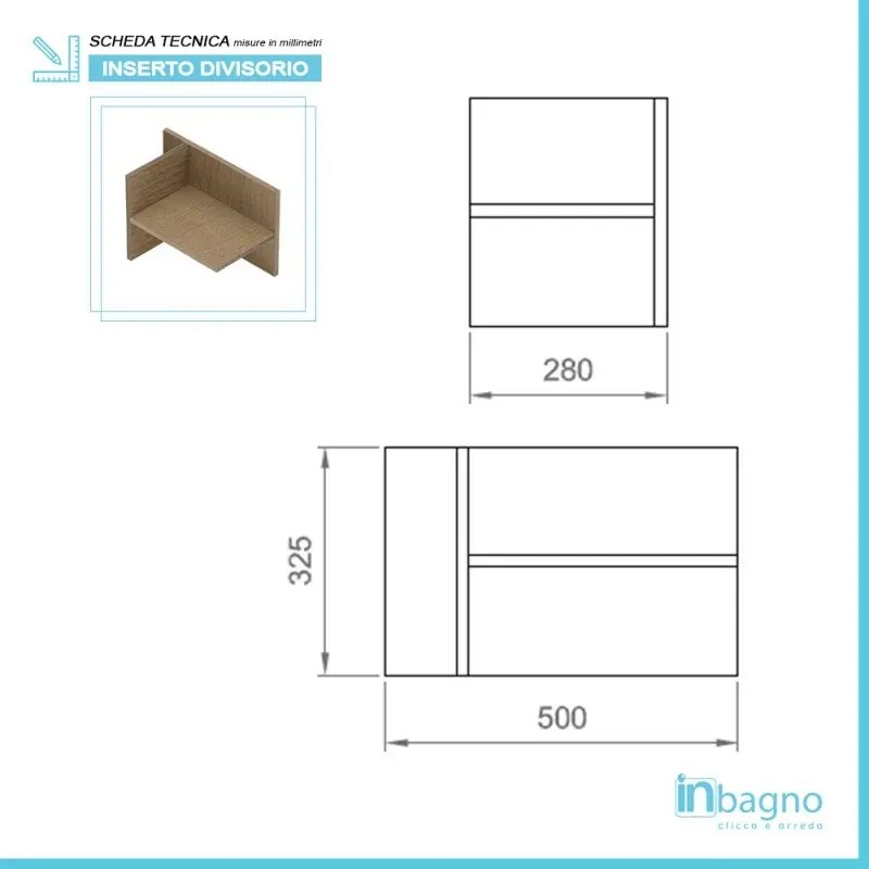 Inserto reversibile in rovere miele per mobile bagno sospeso aperto Master