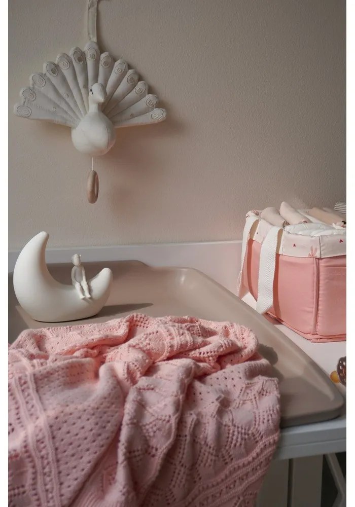 Coperta per bambini rosa polveroso in cotone organico lavorata a maglia 80x100 cm Sorbet – Cam Cam Copenhagen