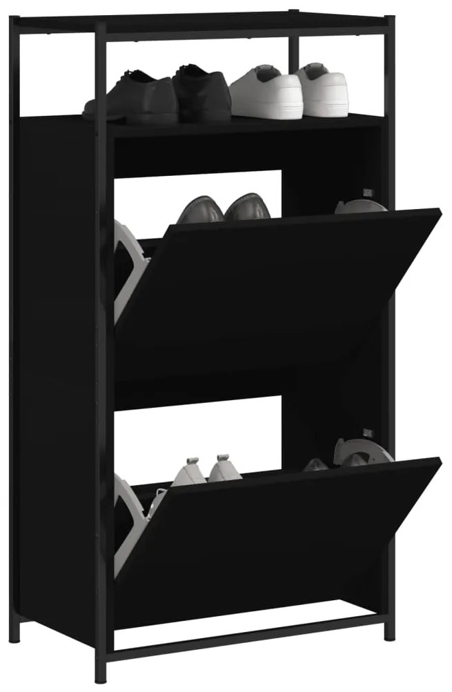 Scarpiera Nera 60x34x112 Cm İn Legno Multistrato /