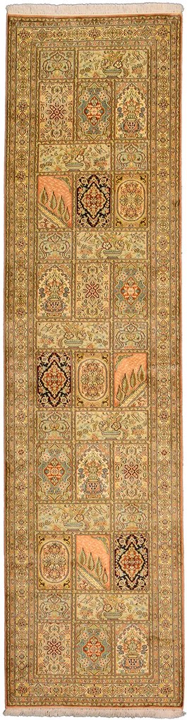 Cashmere Silk Tappeto 80x310 Beige (Indian) Annodato A Mano