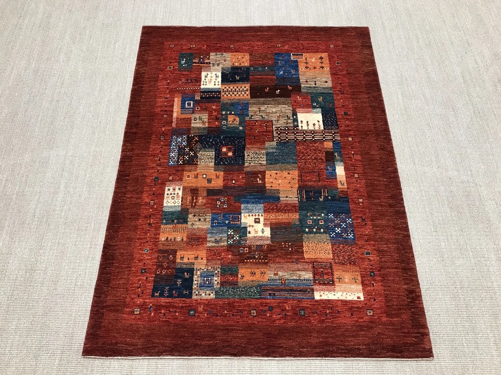 Loribaft Tappeto 200 x 150 Rosso (Iran) Annodato A Mano