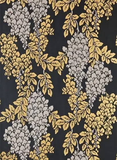 Farrow & Ball Carta da parati Wisteria - Off-Black/ Gold/ Charleston Gray