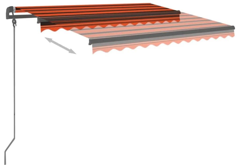 Tenda Retrattile Manuale con LED 3,5x2,5m Arancio e Marrone