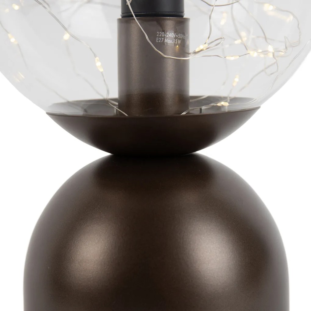 Lampada da tavolo Hotel Chic bronzo scuro con vetro trasparente incl. cavo E27 - Pallon Trend