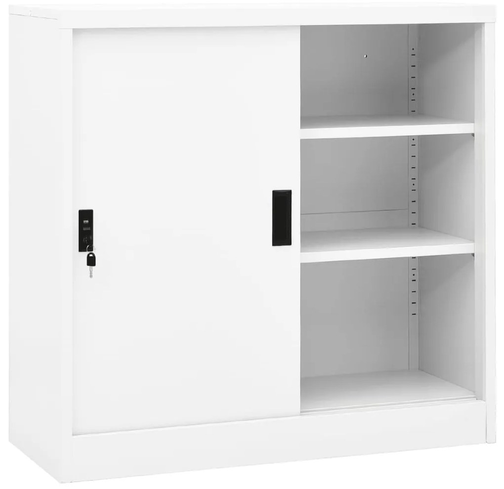 Armadio Per Ufficio Anta Scorrevole Bianco 90x40x90cm Acciaio /