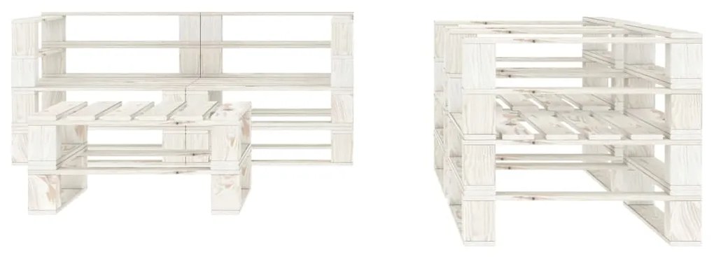 Set Salotto da Giardino 5 pz Pallet in Legno Bianco