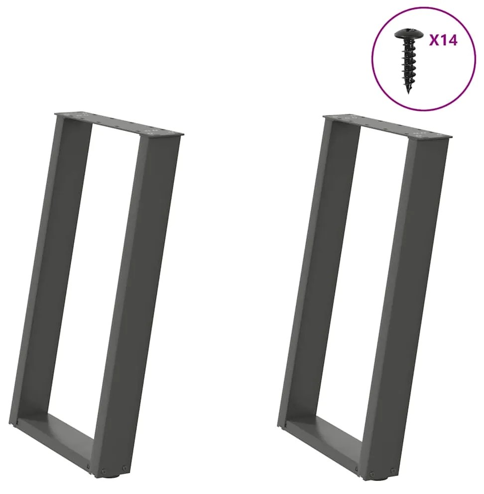 Gambe Tavolo Pranzo A U 2 Pz Antracite 50x(72-73) Cm Acciaio /
