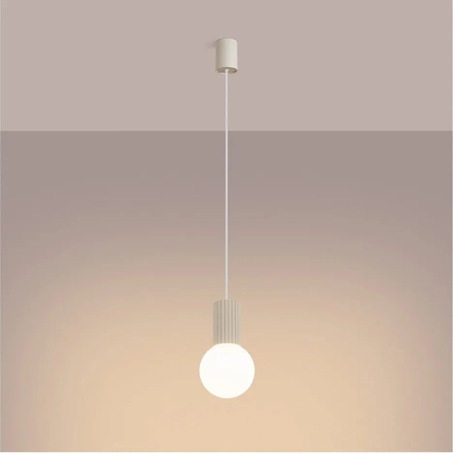 Lampadario color crema con paralume in vetro ø 12 cm Orbital – Sollux