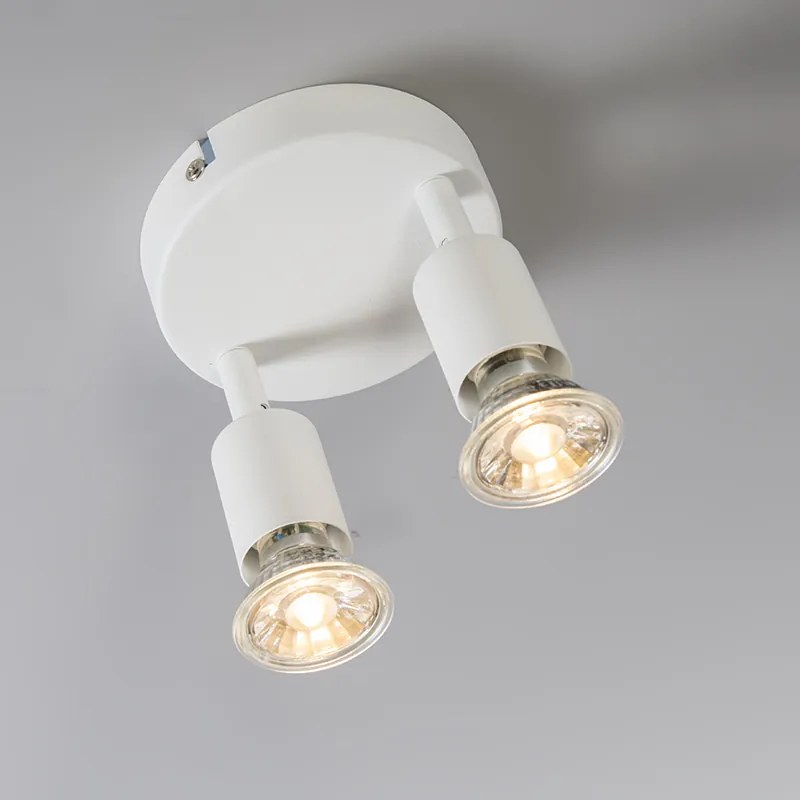 Faretto moderno bianco orientabile rotondo 2 luci - Jeany