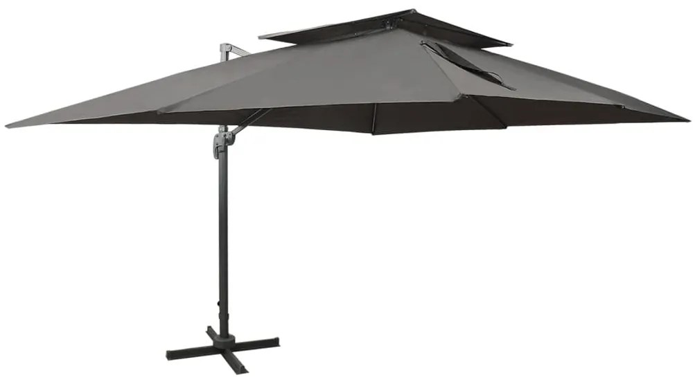 Ombrellone A Sbalzo Con Doppia Copertura 400x300 Cm Antracite /