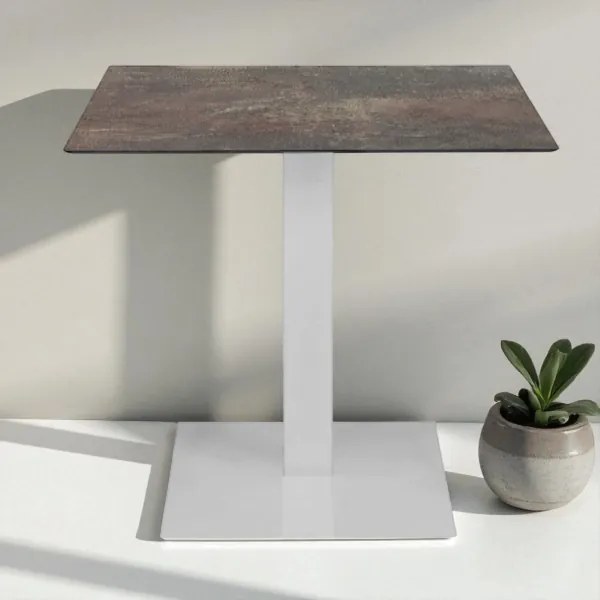 Tavolo bar pub ristorante 80x80 cm per esterno base bianca piano HPL Ardesia Fango H 74