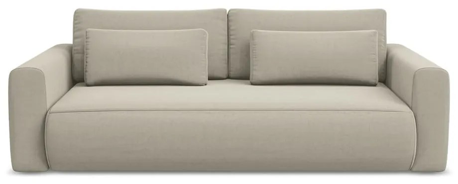 Divano beige allungabile/con contenitore con rivestimento in velluto 238 cm Kapua – Makamii