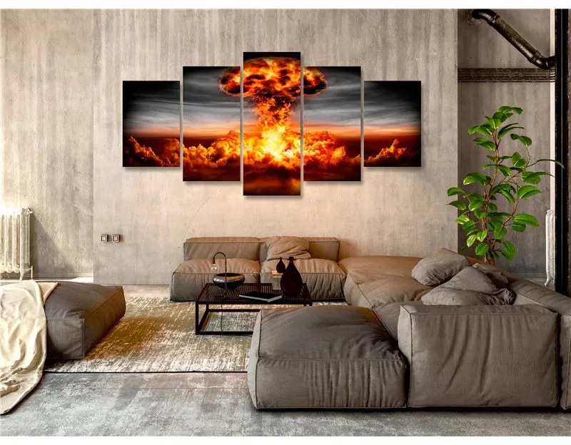 Quadro  Explosion (5 Parts) Wide  Colore Rosso, Dimensioni e Misure 100x50