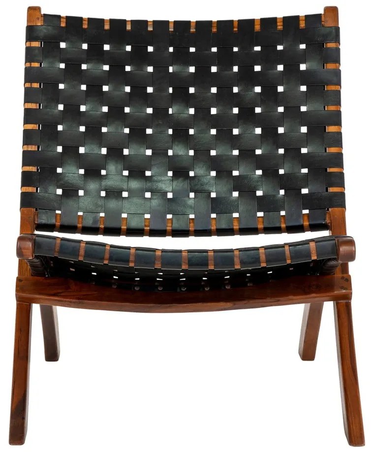 Poltrona in pelle nera con intreccio Perugia - House Nordic