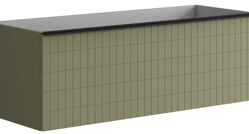 Mobile da bagno sotto lavabo Pixel grid laccato opaco verde salvia e maniglia alluminio nero L 120 x H 40 x P 45.5 cm 2 cassetti, lavabo non incluso