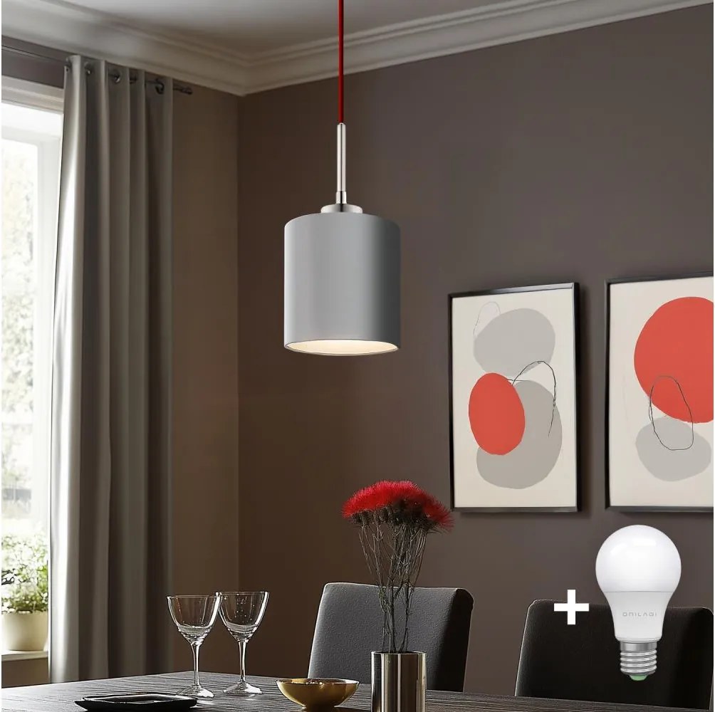 Eglo - Lampadario LED a sospensione con cavo TUNJA 1xE27/60W/230V grigio