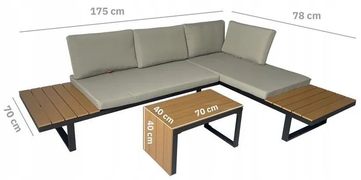 Set da giardino configurabile con cuscini in beige scuro