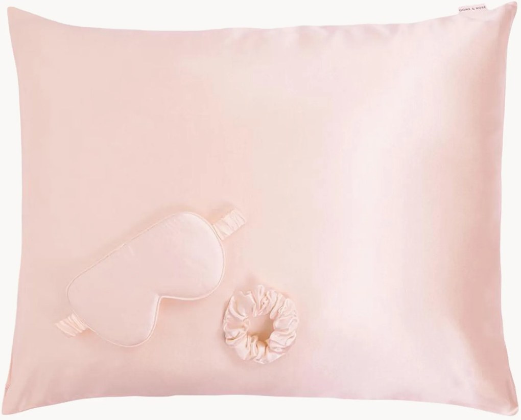 Set di 3 prodotti per il sonno in seta Rose L