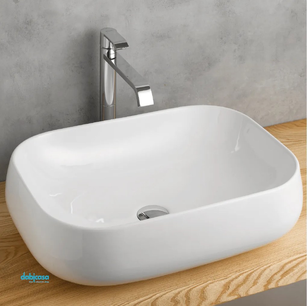 Lavabo D'Appoggio "Manet" Da 54x42 Cm Bianco Lucido