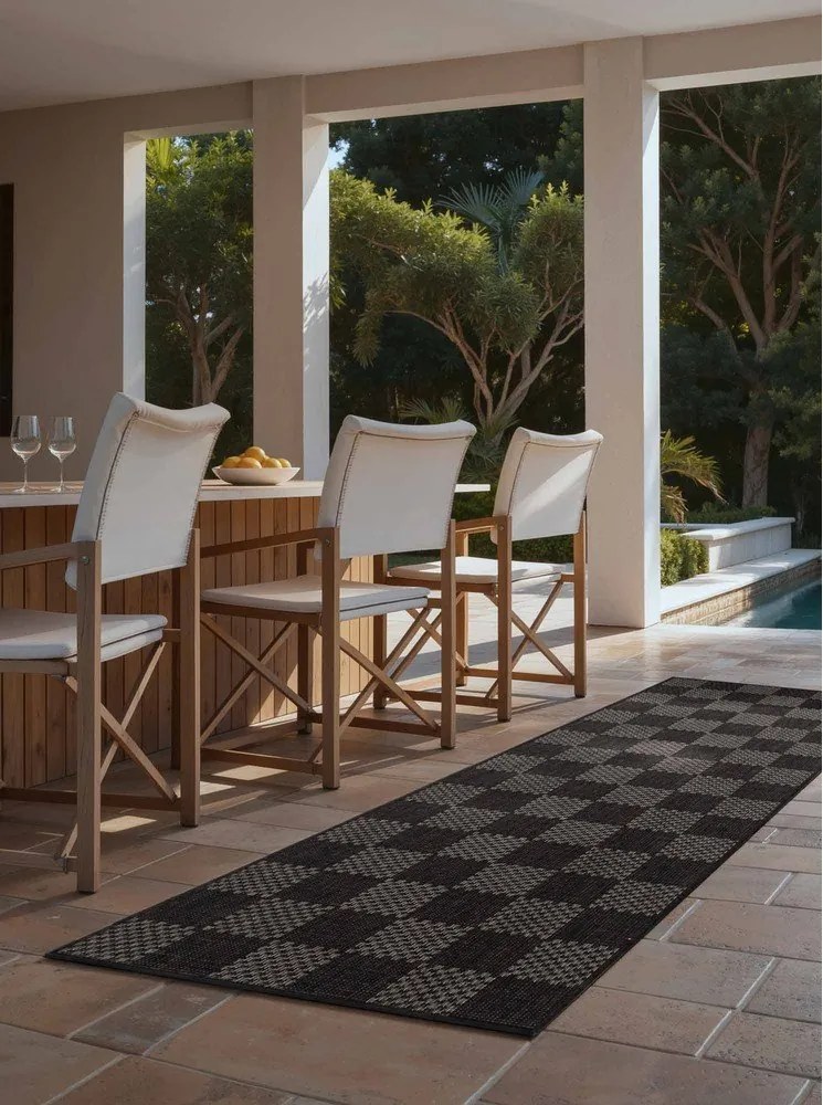 Passatoia da interno ed esterno nera/color crema 80x200 cm Haringey Dorothy – Ted Baker