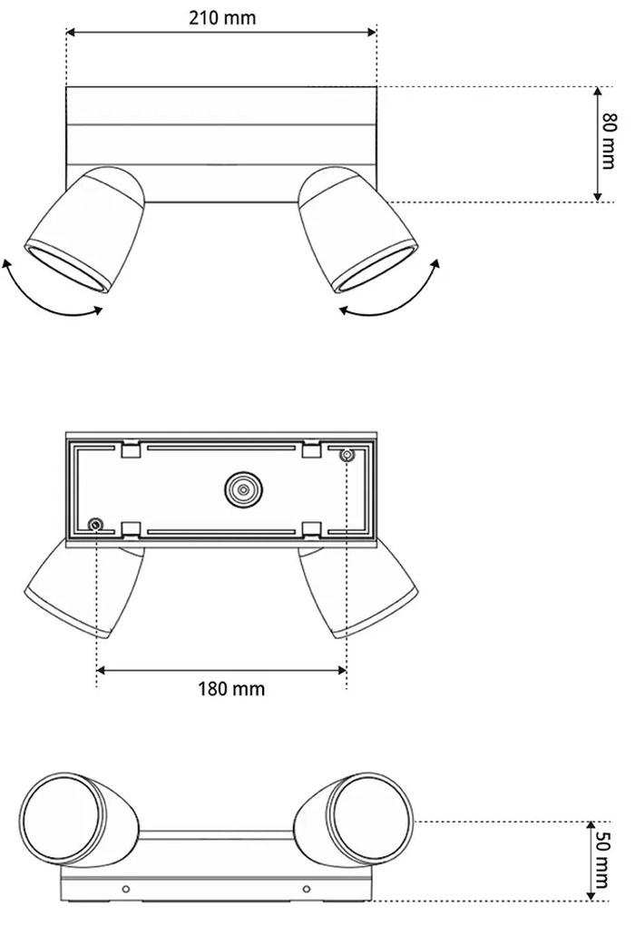 Applique da Esterno IP65 con 2 basi GU10 Serie AXIS - Bianca