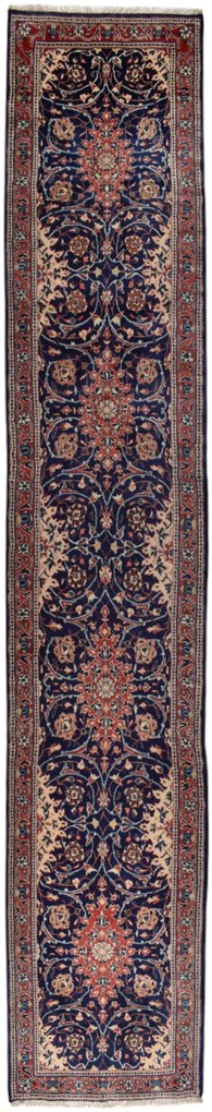 Sarouk Tappeto 450x80 Blu (Iran) Annodato A Mano