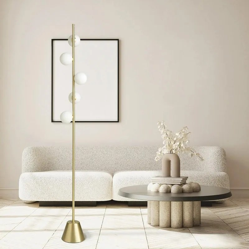 Lampada da terra Pomì oro, H 170 cm, G9 5xMILOOX