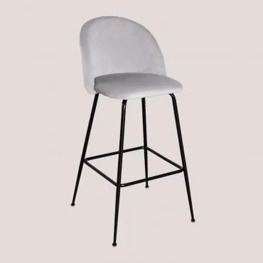 Confezione Da 4 Sgabelli Alti In Velluto Kana Design Grigio Perla & ↑75 Cm & Nero - Sklum
