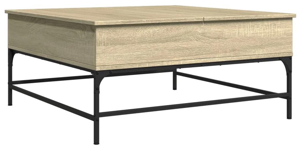 Tavolino rovere sonoma 95x95x45 cm legno multistrato e metallo