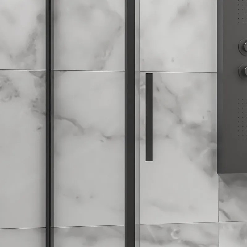 Box doccia 80x130 colore nero vetro 6mm altezza 200h | KLA-4000N - KAMALU