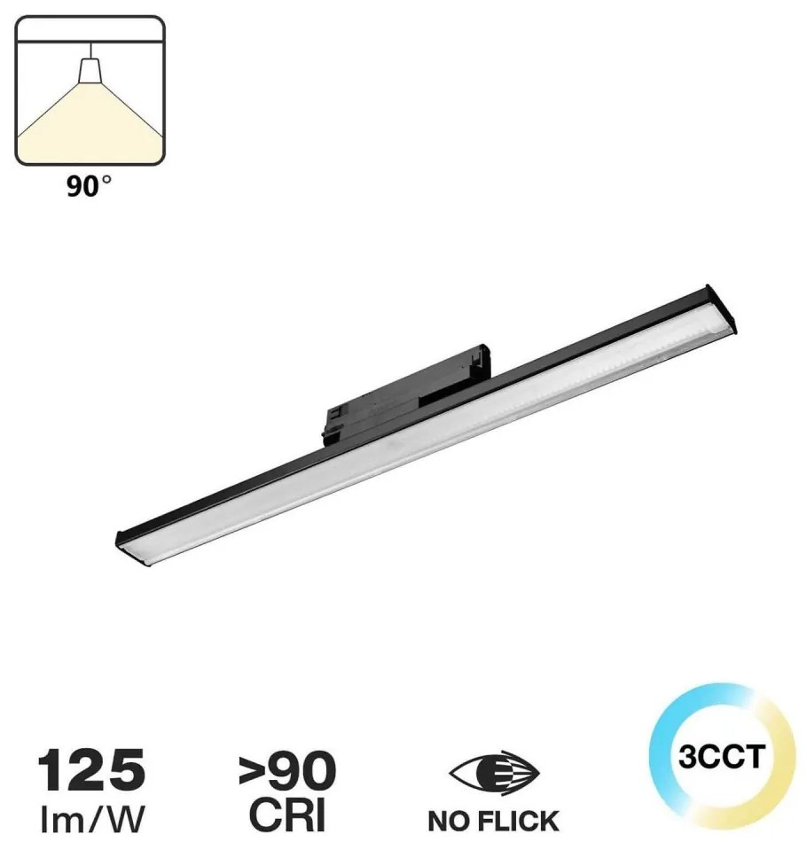 Lampada LED Lineare 34W,binario Trifase,60cm 90° con driver Philips Colore Bianco Variabile CCT