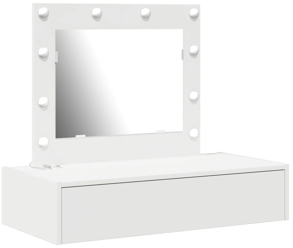Tavolo da toeletta appeso al muro con luci led - bianco
