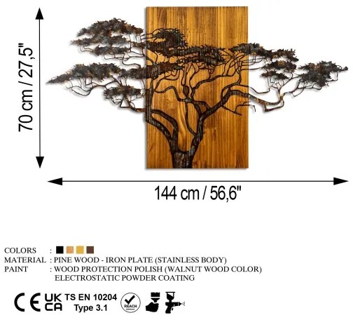 Decorazione da muro 144x70 cm albero