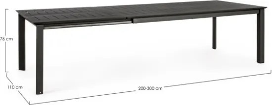 Tavolo Allungabile In Alluminio Antracite Per Esterni 110x200-300 Konnor Bizzotto