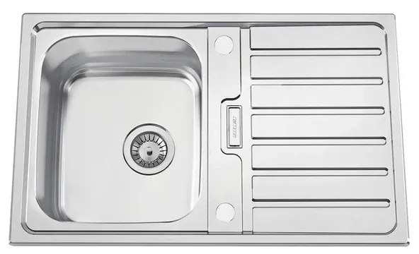 Lavello semincasso 1 vasca con gocciolatoio laterale destro o sinistro RODI Urban 80 B inox L 50 x L 80 x P 20 cm argento
