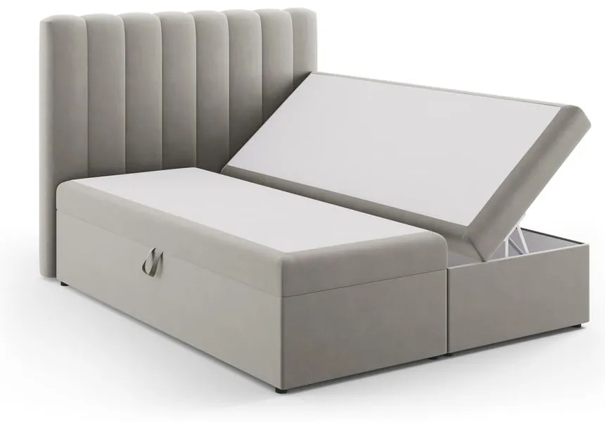 Letto boxspring grigio con contenitore 160x200 cm Gina - Milo Casa
