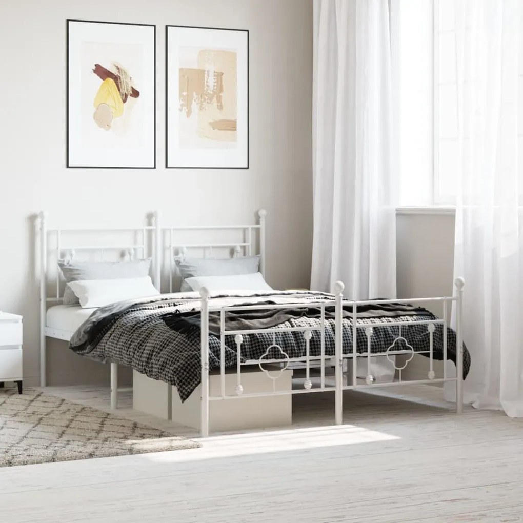 Giroletto Con Testiera E Pediera Metallo Bianco 140x190 Cm /