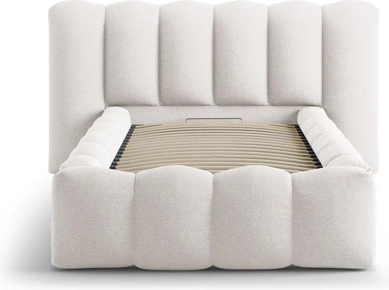 Letto singolo imbottito color crema con contenitore con rete inclusa 90x200 cm Lupine – Micadoni
