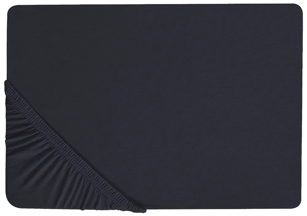 Lenzuolo con angoli cotone nero 90 x 200 cm JANBU Beliani