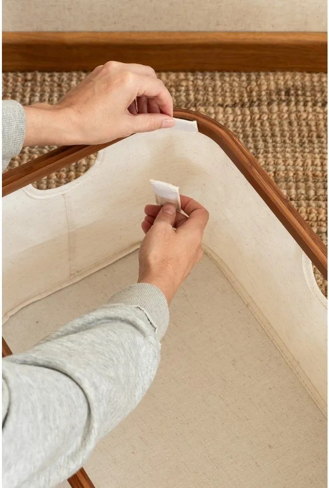 Cesta per il bucato color crema in tessuto pieghevole Bamboo/Linen – Bigso