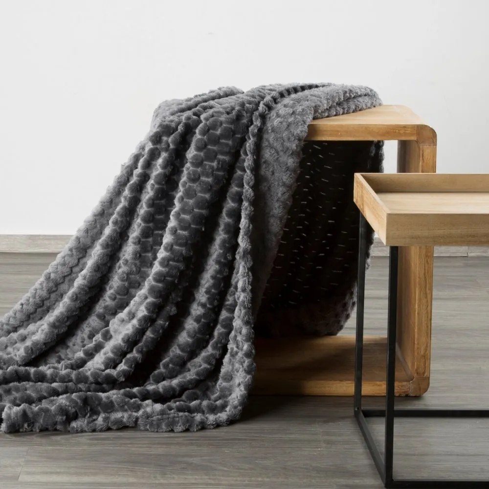 Coperta grossa in grigio con un motivo moderno Larghezza: 200 cm | Lunghezza: 220 cm