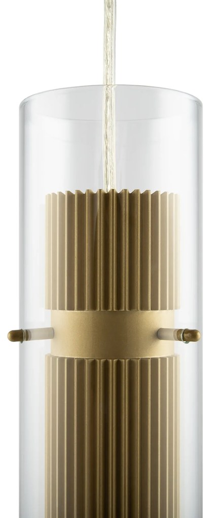 Lampadario A Sospensione Moderno Dynamics Alluminio Oro Vetro 1 Luce Gu10 50W