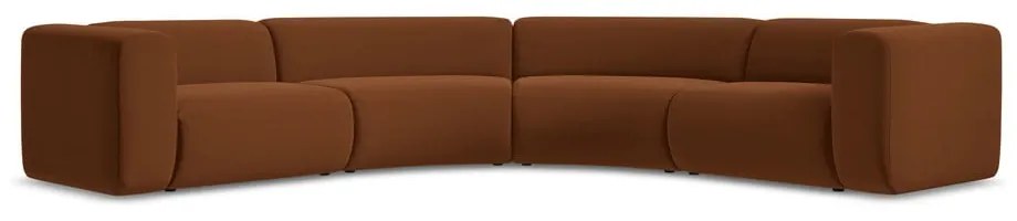 Divano angolare arancione/marrone con rivestimento in velluto Ekahi – Makamii