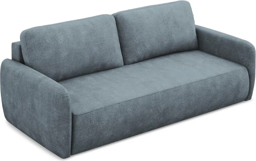 Divano blu polveroso allungabile/con contenitore con rivestimento in ciniglia 218 cm Lilo – Makamii