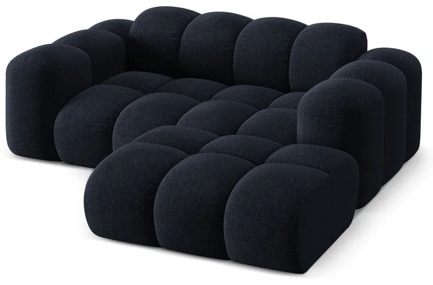 Divano angolare blu scuro (con penisola a destra/con chaise lounge) con rivestimento in ciniglia Treno – Cosmopolitan Design