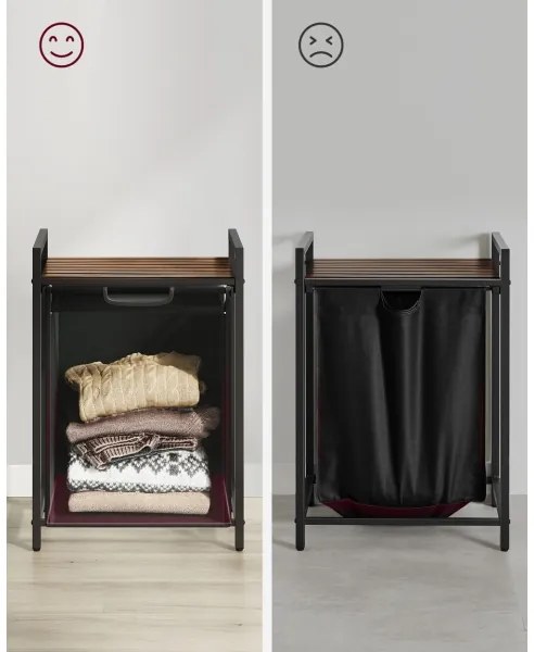 Cesto portabiancheria REX marrone/nero